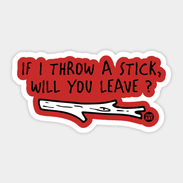 THROW A STICK Sticker by toddgoldmanart